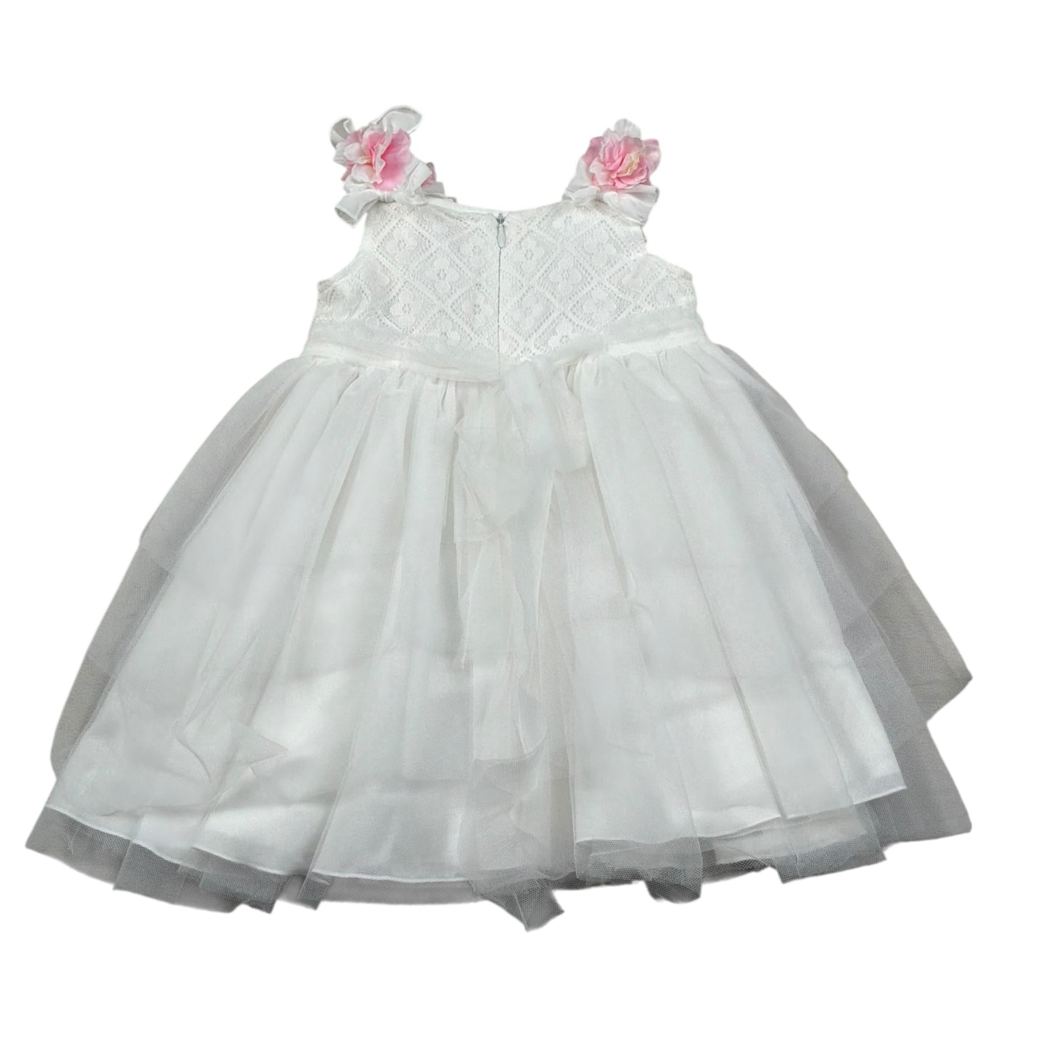 Aletta Abito Giromanica tinta unita con Tulle E Babbucce Bianco per Neonata HP22225 BIANCO ALETTA 