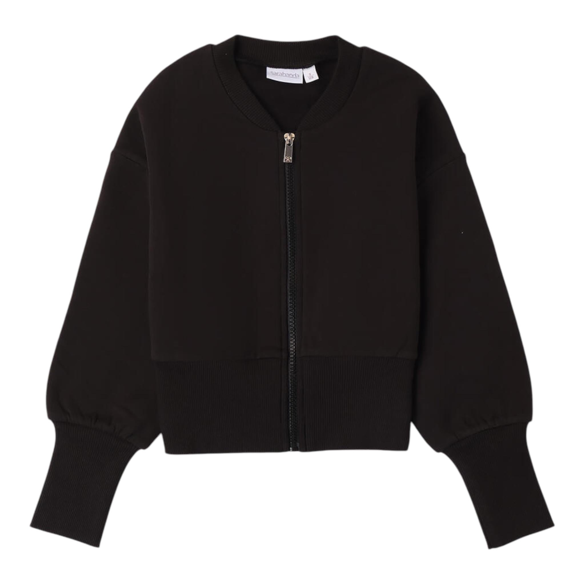 SARABANDA felpa con zip tinta unita Nero per Bambina A665 NERO SARABANDA 