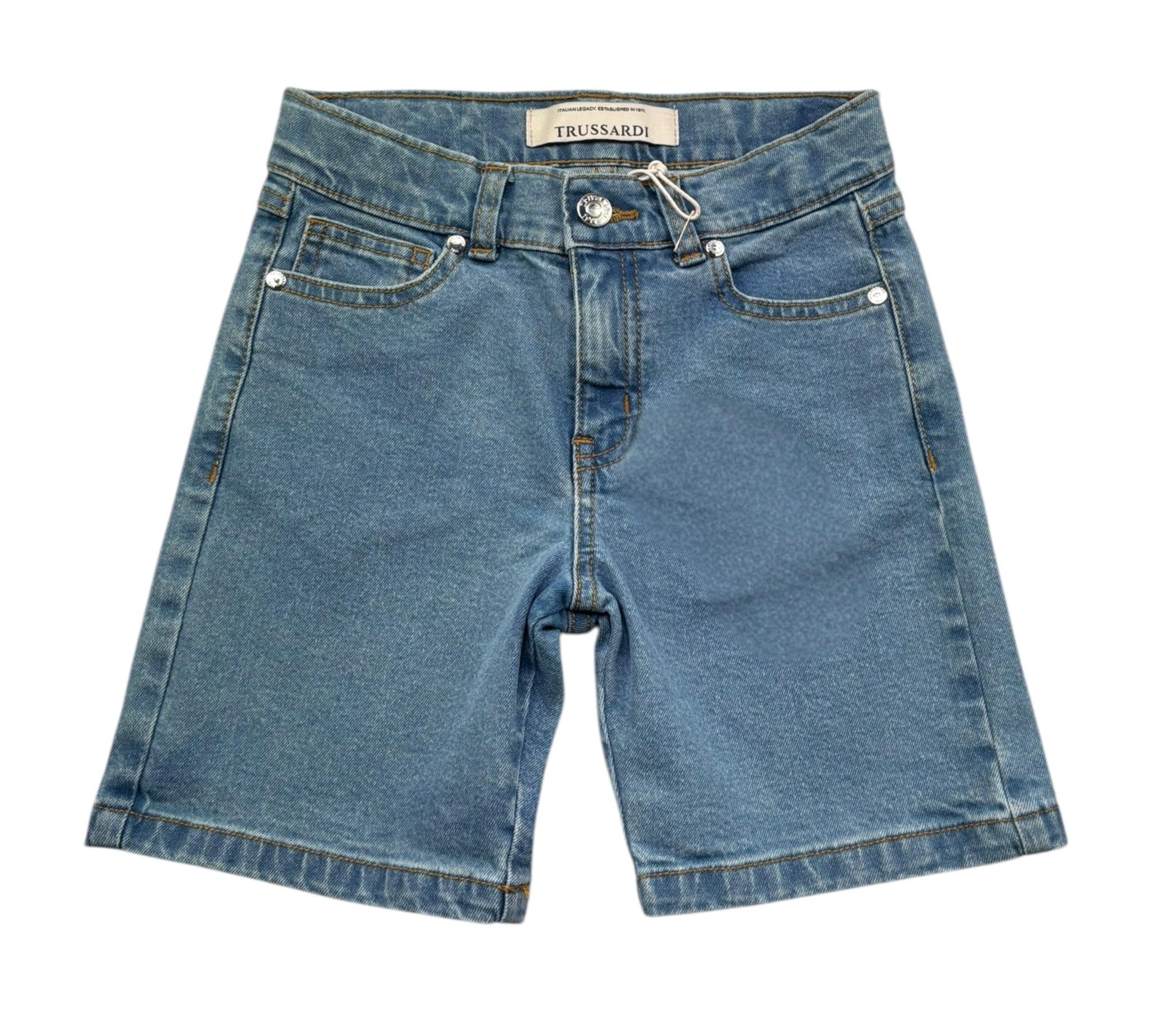 Trussardi Bermuda In Denim Tinta Unita con Girovita Regolabile per Bambino TBP26021BE AZZURRO TRUSSARDI 