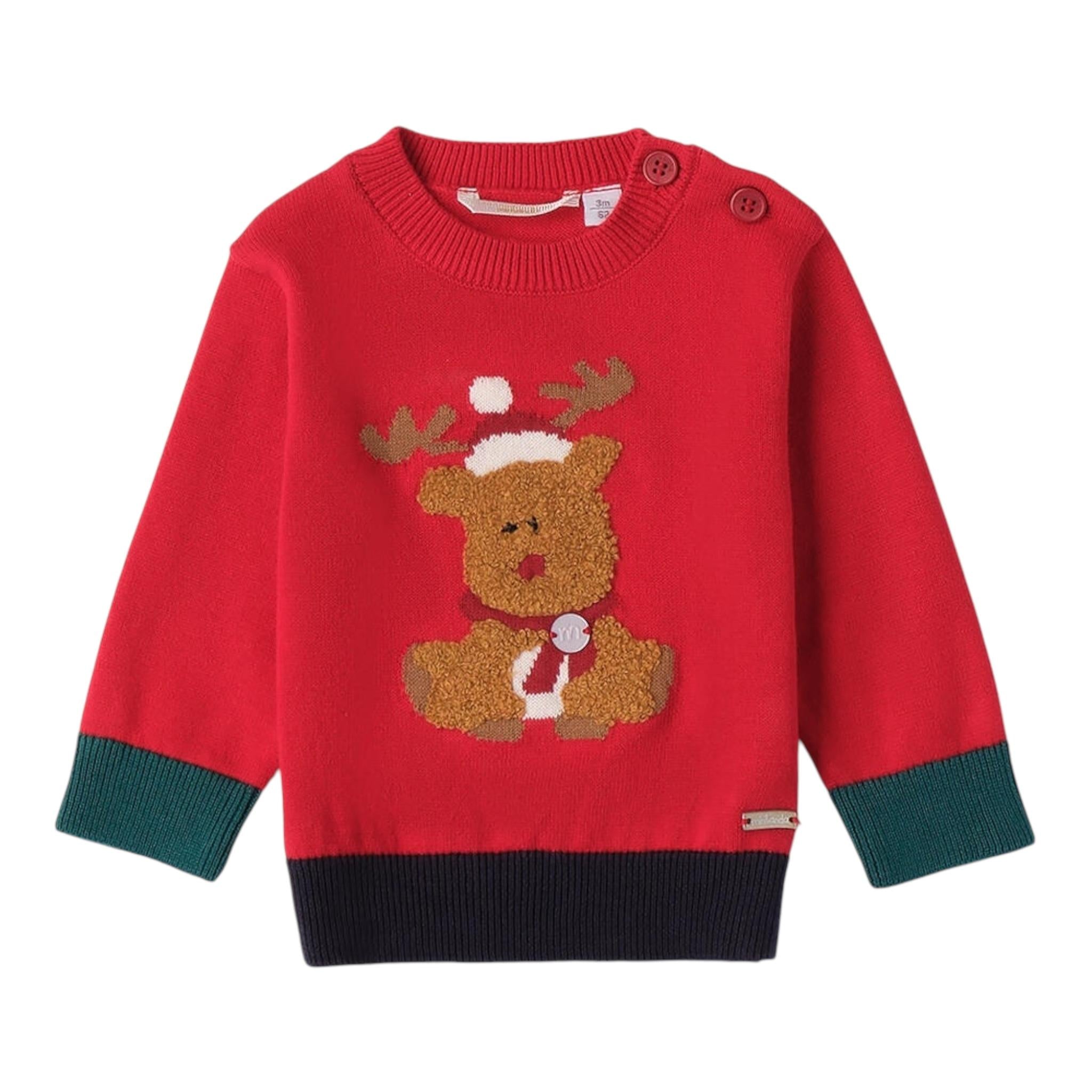 MINI BANDA maglia girocollo tinta unita con ricami Rosso per Neonato 3A671 ROSSO MINI BANDA 