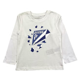 GUESS shirt girocollo tinta unita con stampa in contrasto Bianco per Bambina N4BI12I3Z14 BIANCO GUESS 