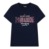 Dsquared2 T-Shirt Girocollo Tinta Unita con Stampa per Bambino DQ2742 BLU DSQUARED2 