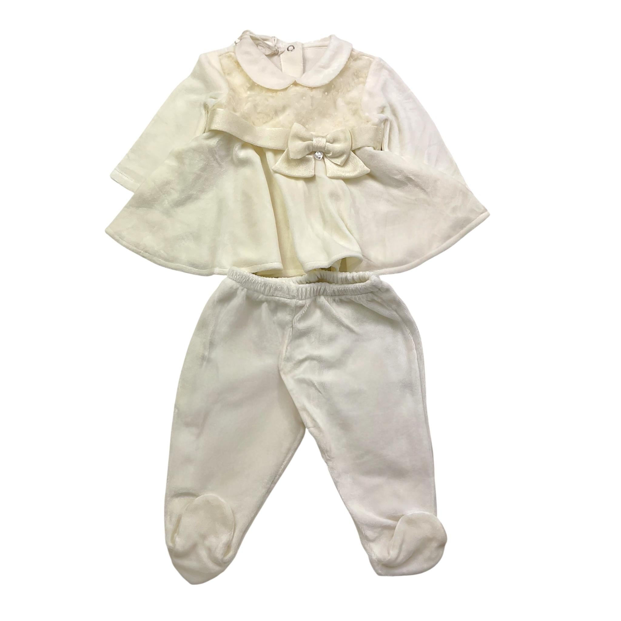NINNAOH completo 2pz maglia-ghettina tinta unita con ricami Bianco per Neonata I2324CL BIANCO NINNAOH 