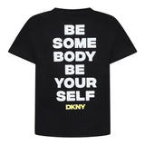 Dkny T-Shirt Girocollo Tinta Unita con Stampa per Bambino D62300 NERO DKNY 